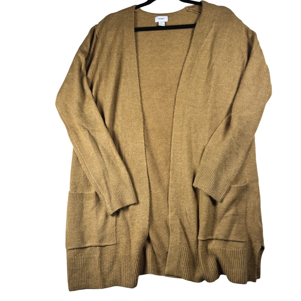 Old Navy Women Medium Cardigan Sweater Duster Knit Open Front Brown Pockets fall